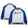 Hank Aaron Atlanta Braves Mitchell & Ness Cooperstown Collection Legends Lightweight Satin Raglan Full-Snap Jacket - - Front View