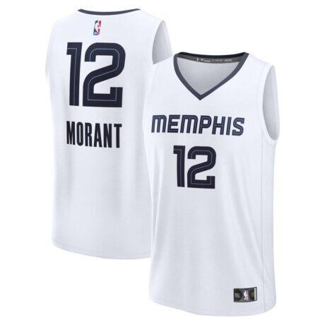 Ja Morant Memphis Grizzlies Fashion7 Fast Break Replica Player Jersey - White - Front View