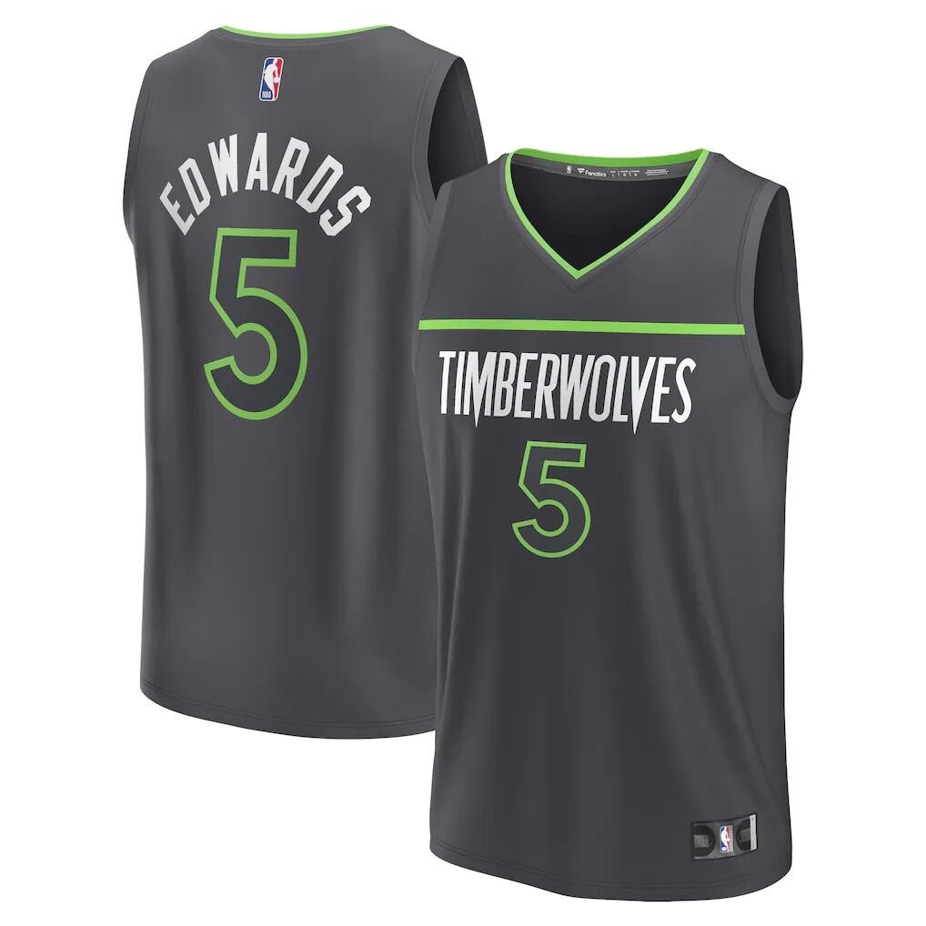 Anthony Edwards Minnesota Timberwolves Fashion7 Fast Break Replica Player Jersey - Statement Edition - Anthracite