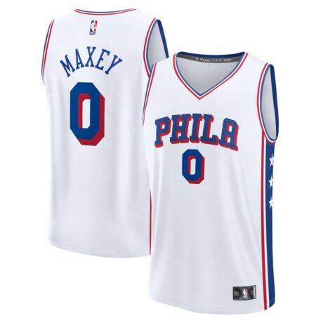Tyrese Maxey Philadelphia 76ers Fashion7 Fast Break Replica Player Jersey - White - Front View