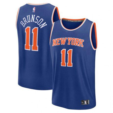 Jalen Brunson New York Knicks Fashion7 Fast Break Replica Player Jersey - Blue - Front View
