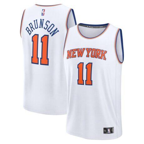 Jalen Brunson New York Knicks Fashion7 Youth Fast Break Replica Player Jersey - White - Front View