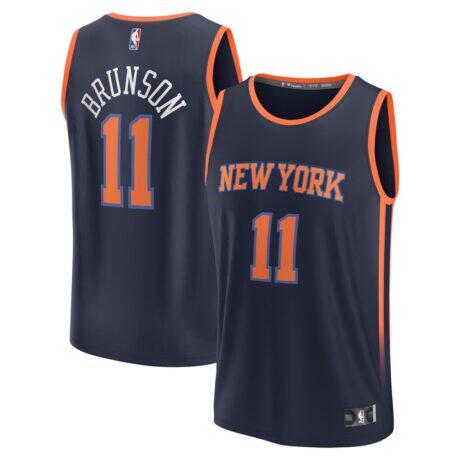 Jalen Brunson New York Knicks Fashion7 Youth Fast Break Replica Player Jersey - Navy - Front View