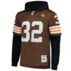 Jim Brown Cleveland Browns Mitchell & Ness Player Name & Number Hoodie Legacy Jersey - Brown - Side View