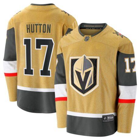 Ben Hutton Vegas Golden Knights Fashion7 Home Premier Breakaway Player Jersey - Gold - Front View