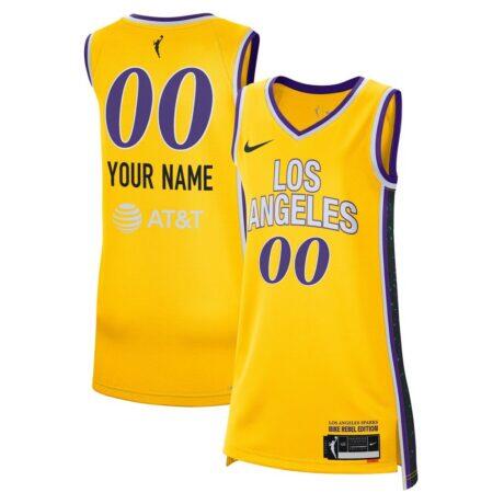 Los Angeles Sparks Nike Unisex 2024 Rebel Edition Custom Jersey - Gold - Front View