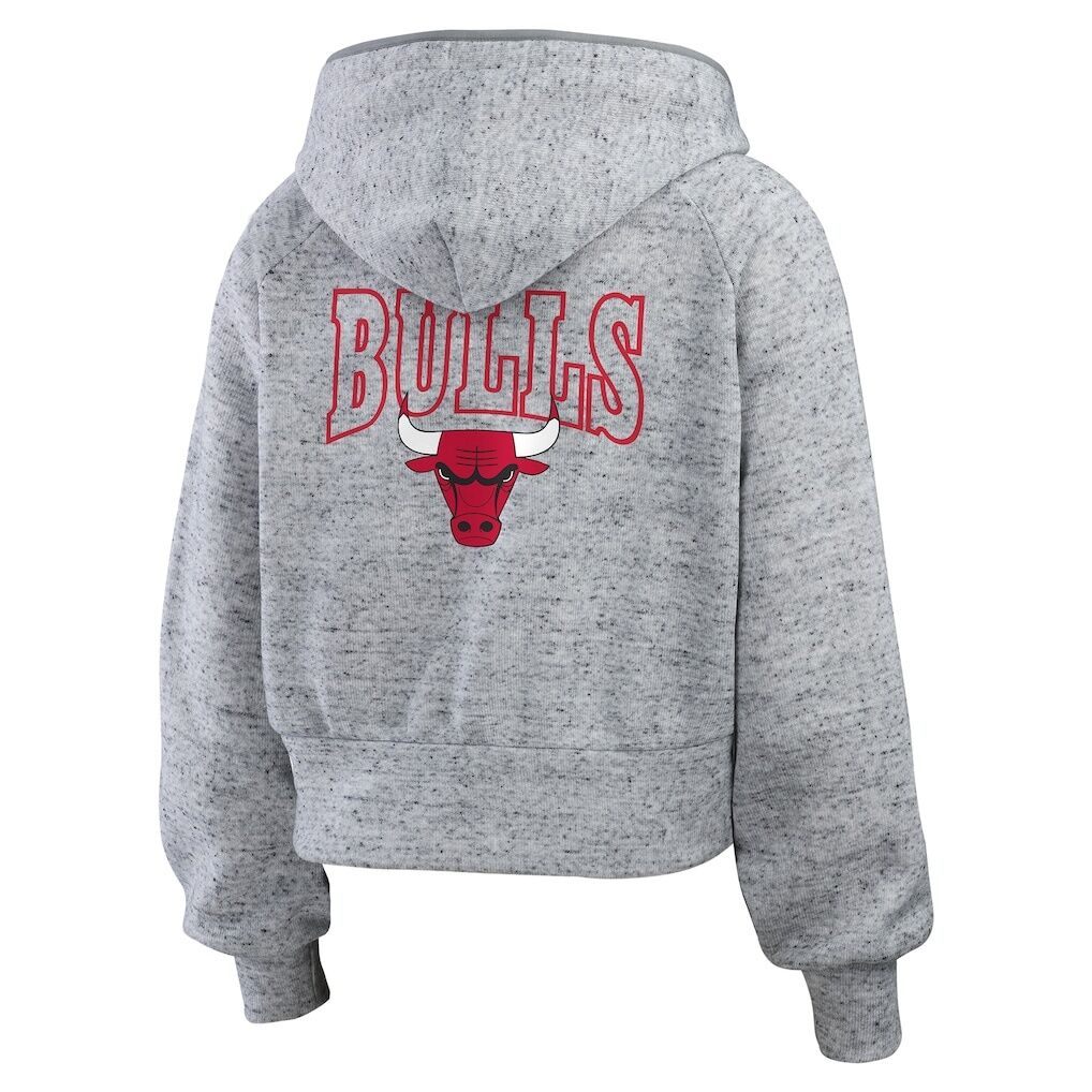 Chicago Bulls WEAR by Erin Andrews Women’s Speckled Radiator Full-Zip Hoodie – Heather Gray