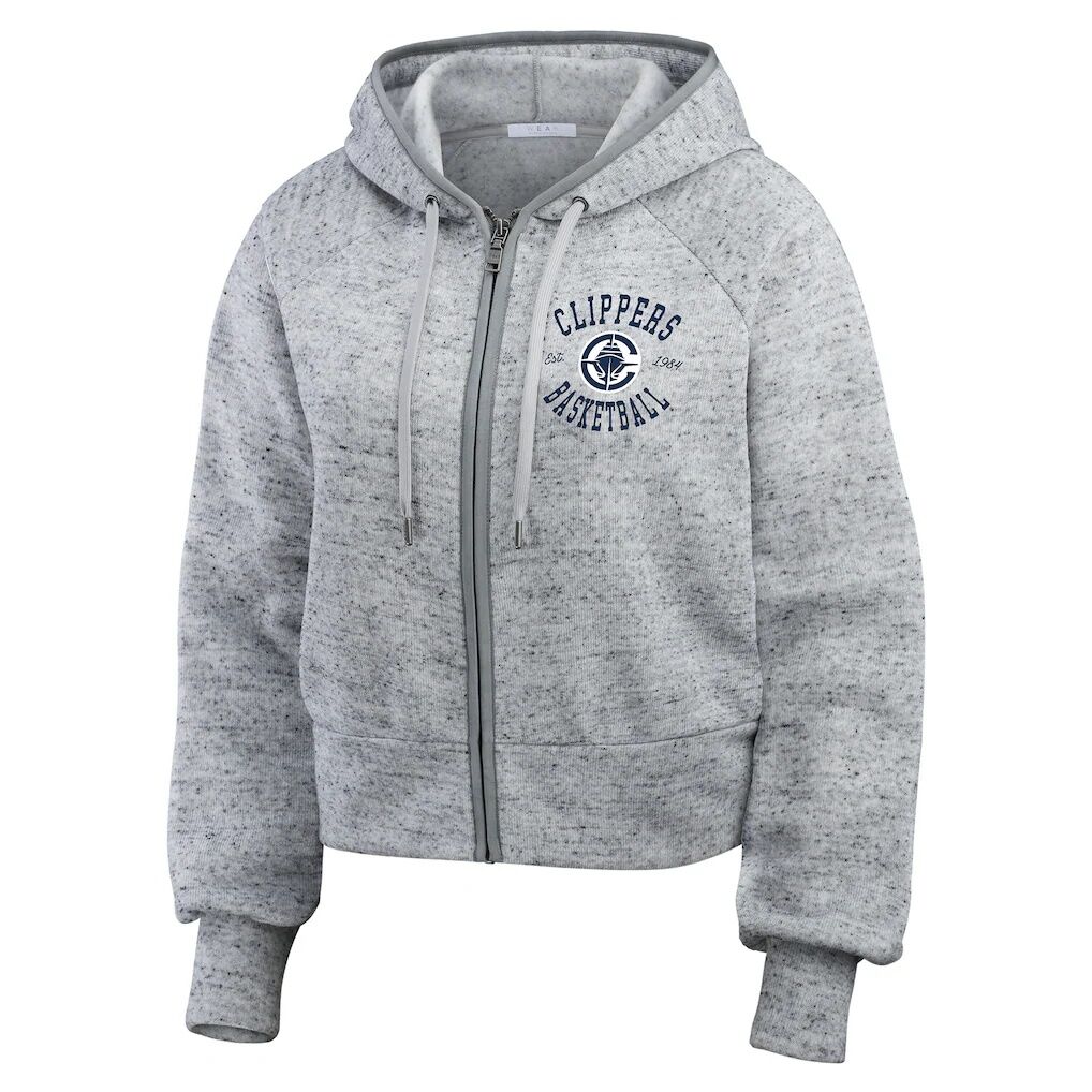 LA Clippers WEAR by Erin Andrews Women’s Speckled Radiator Full-Zip Hoodie – Heather Gray