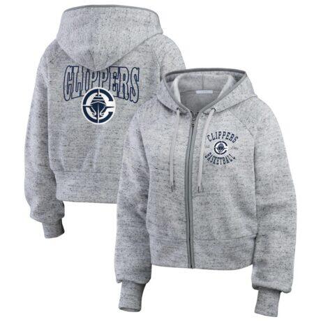 LA Clippers WEAR by Erin Andrews Women's Speckled Radiator Full-Zip Hoodie - - Front View