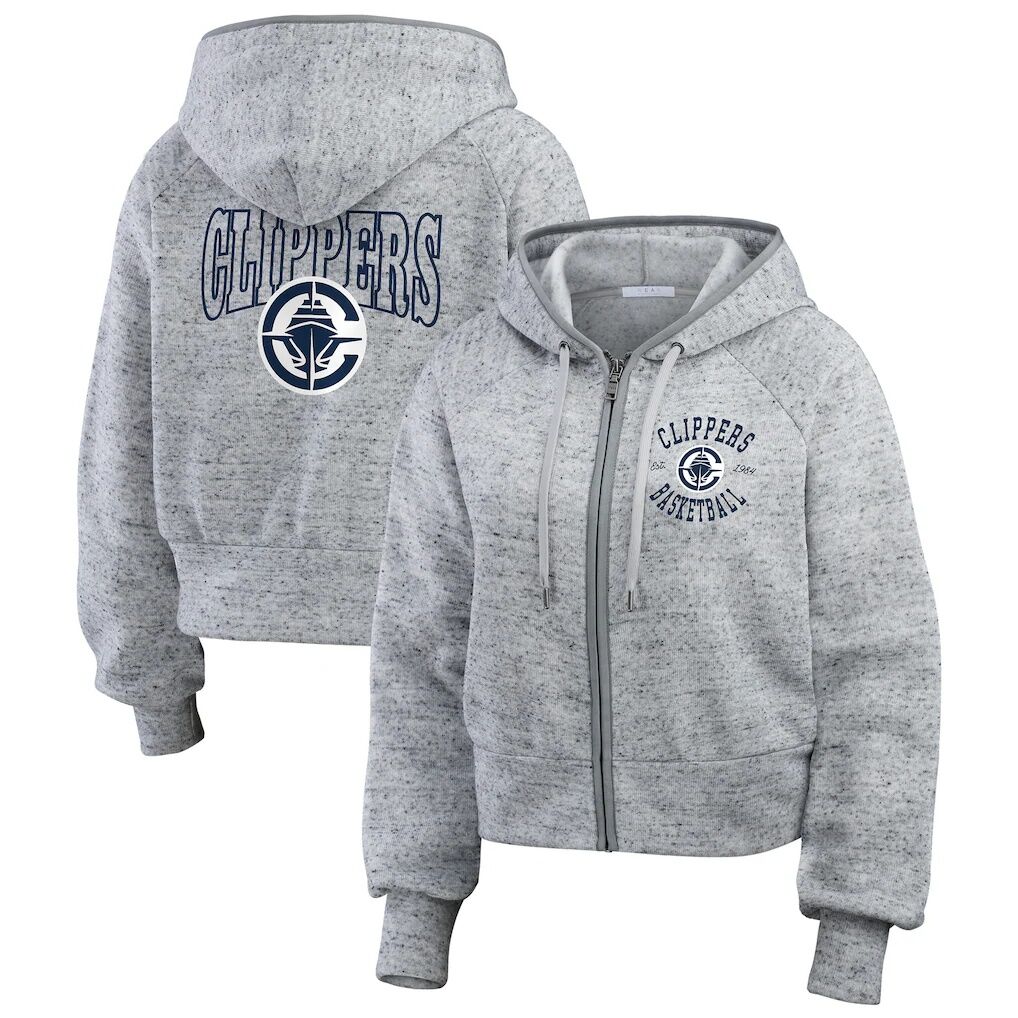 LA Clippers WEAR by Erin Andrews Women’s Speckled Radiator Full-Zip Hoodie – Heather Gray