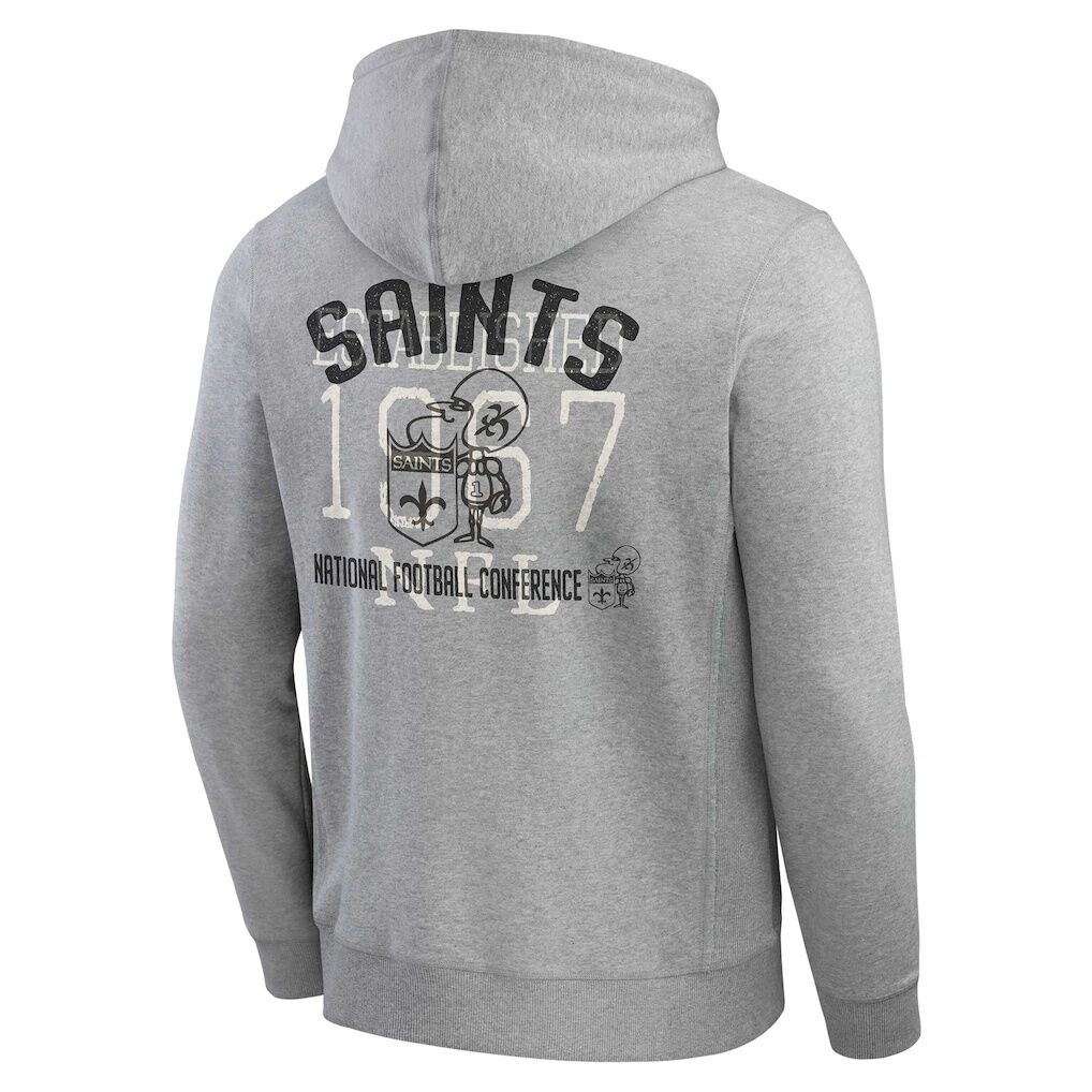 New Orleans Saints Darius Rucker Collection by Fashion7 Vintage Stripe Full-Zip Hoodie - Heather Gray
