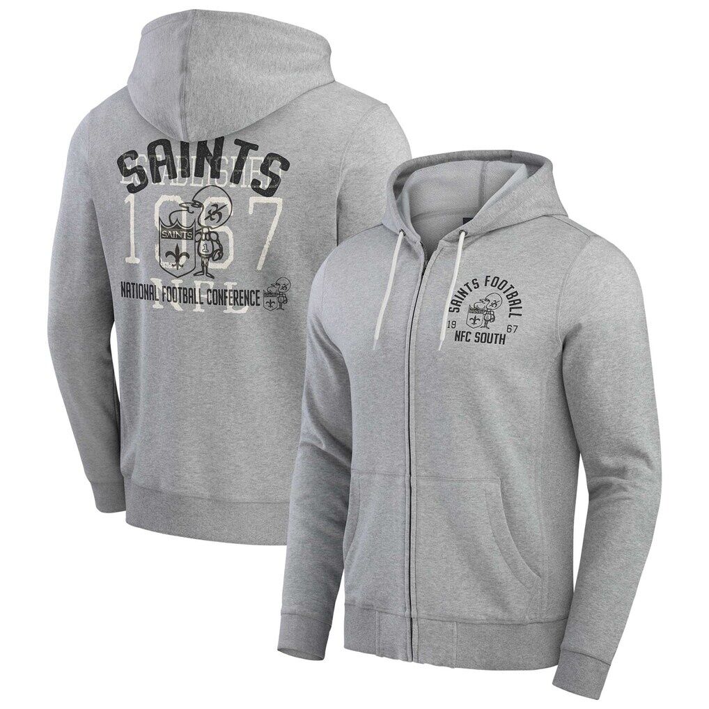 New Orleans Saints Darius Rucker Collection by Fashion7 Vintage Stripe Full-Zip Hoodie - Heather Gray