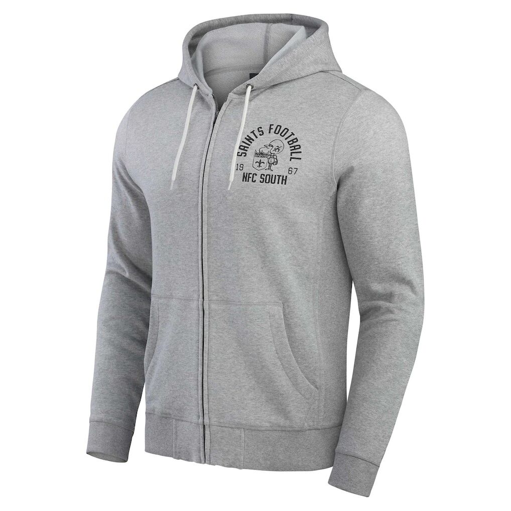 New Orleans Saints Darius Rucker Collection by Fashion7 Vintage Stripe Full-Zip Hoodie - Heather Gray