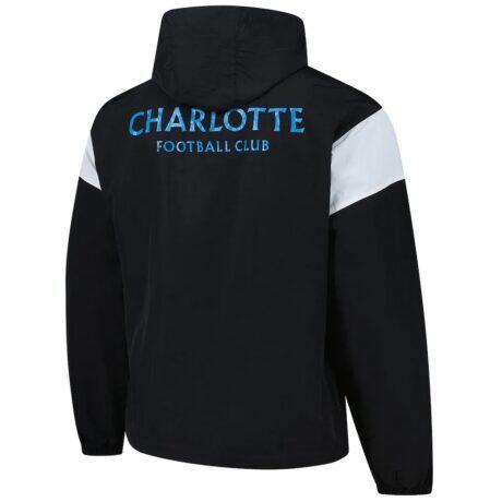 Charlotte FC '90s Premium Anorak Half-Zip Hoodie Jacket - Black - Front View