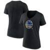 Golden State Warriors Women's Midnight Mascot V-Neck T-Shirt - Black - Front View