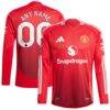Manchester United adidas 2024/25 Home Authentic Custom Long Sleeve Jersey - Red - Front View