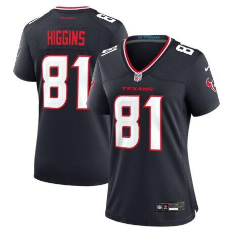 Jayden Higgins Houston Texans Nike Women's Game Jersey - Navy - Front View
