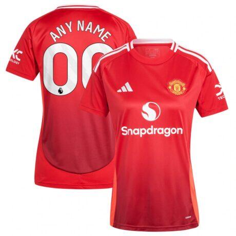 Manchester United adidas Women's 2024/25 Home Replica Custom Jersey - Red - Front View