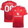 Manchester United adidas Youth 2024/25 Home Replica Custom Jersey - Red - Front View