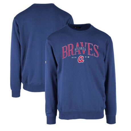 Atlanta Braves Levelwear Zane Cooperstown Collection Retro Spellout Pullover Sweatshirt - - Front View