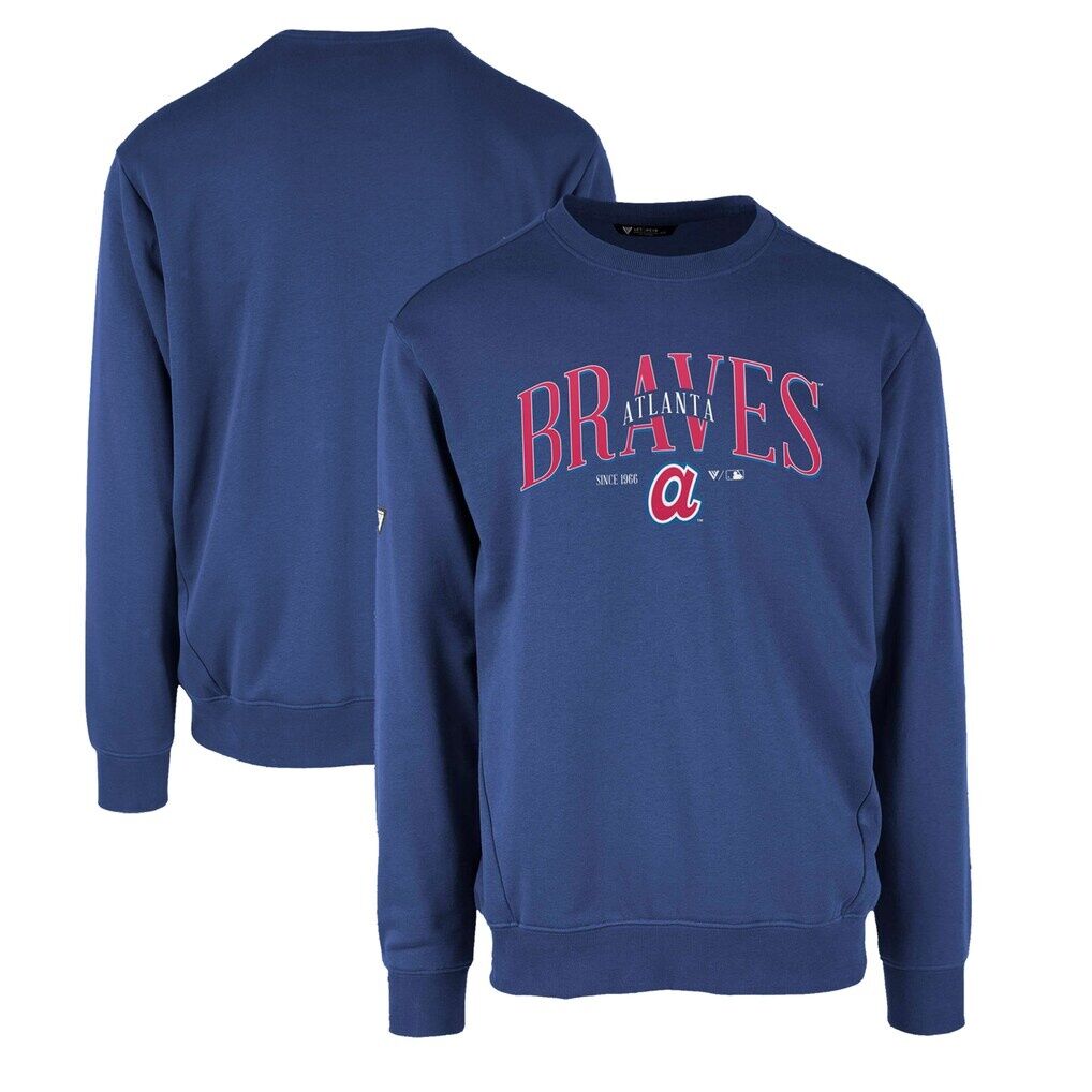 Atlanta Braves Levelwear Zane Cooperstown Collection Retro Spellout Pullover Sweatshirt – Royal