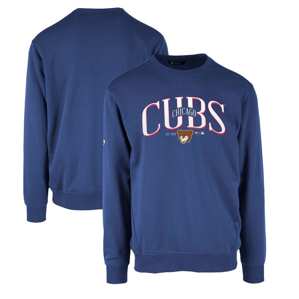 Chicago Cubs Levelwear Zane Cooperstown Collection Retro Spellout Pullover Sweatshirt - Royal