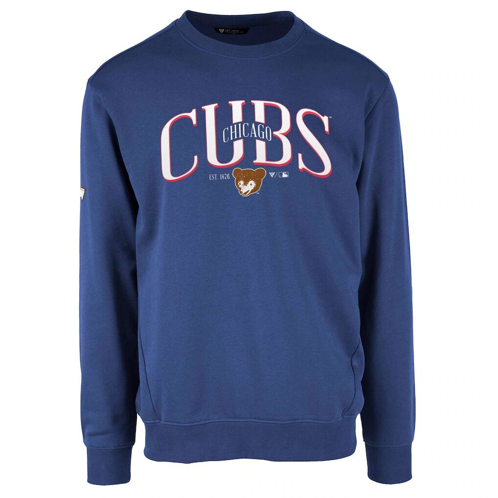 Chicago Cubs Levelwear Zane Cooperstown Collection Retro Spellout Pullover Sweatshirt - Royal