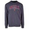 Los Angeles Angels Levelwear Zane Cooperstown Collection Retro Spellout Pullover Sweatshirt - Navy - Side View