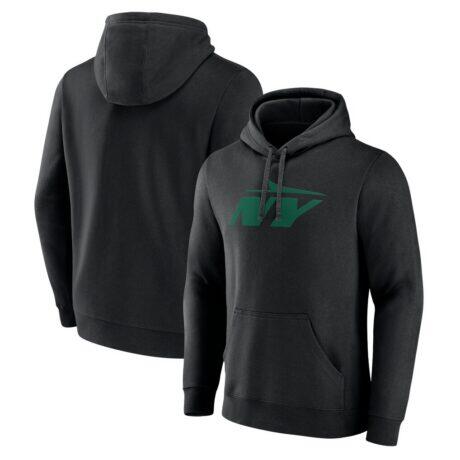 New York Jets Secondary Logo Pullover Hoodie - Black - Front View