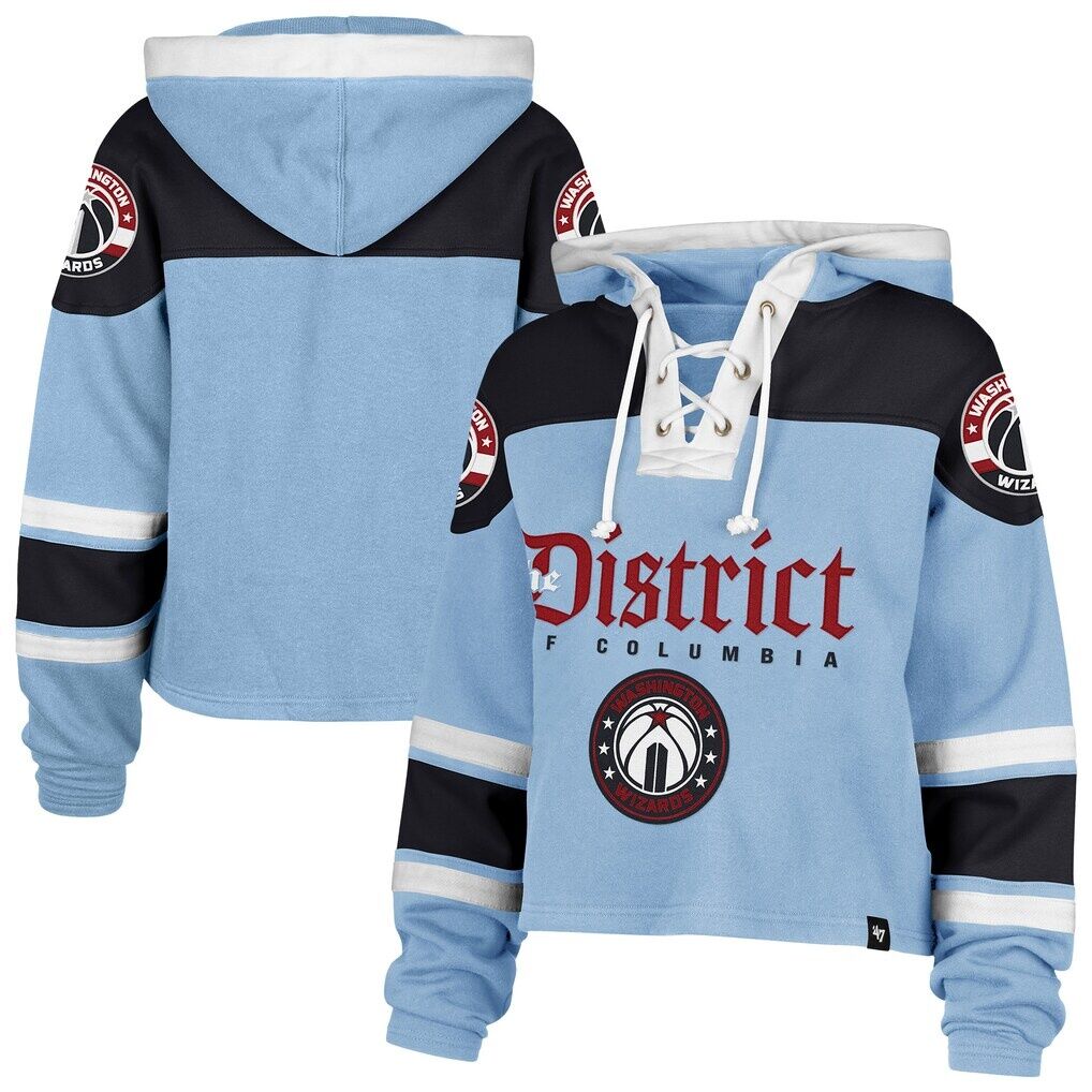Washington Wizards '47 Women's 2024/25 City Edition Superior Cropped Lace-Up Pullover Hoodie - Light Blue