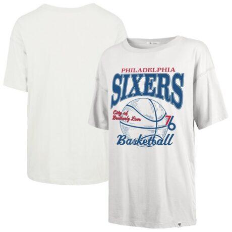 Philadelphia 76ers '47 Women's City Edition Down Court Sadie T-Shirt - White - Front View