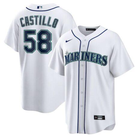 Luis Castillo Seattle Mariners Nike Home Replica Jersey - White - Front View