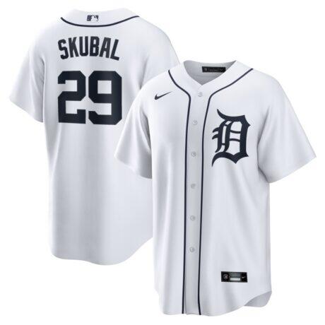 Tarik Skubal Detroit Tigers Nike Home Replica Jersey - White - Front View