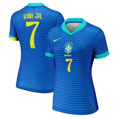 Vini Jr. Brazil National Team Nike Women's 2024 Away Replica Jersey - Blue - Front View