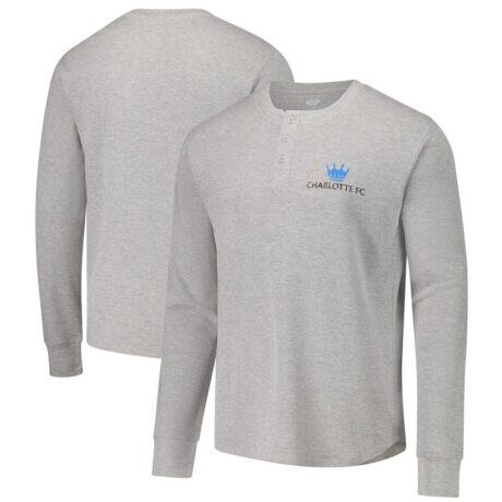 Charlotte FC Concepts Sport Region Thermal Knit Henley Long Sleeve Top - Gray - Front View