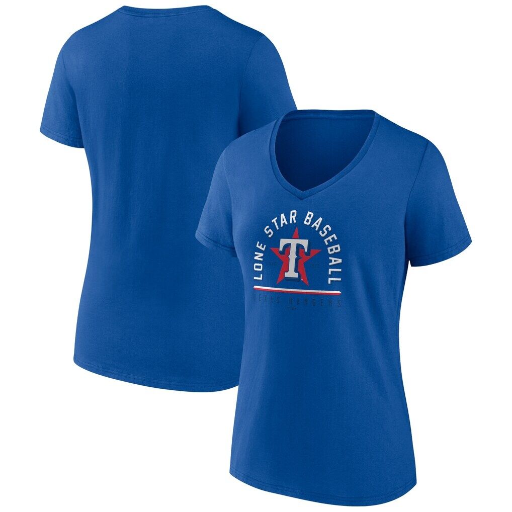 Texas Rangers Women’s Lone Star Baseball V-Neck T-Shirt – Royal