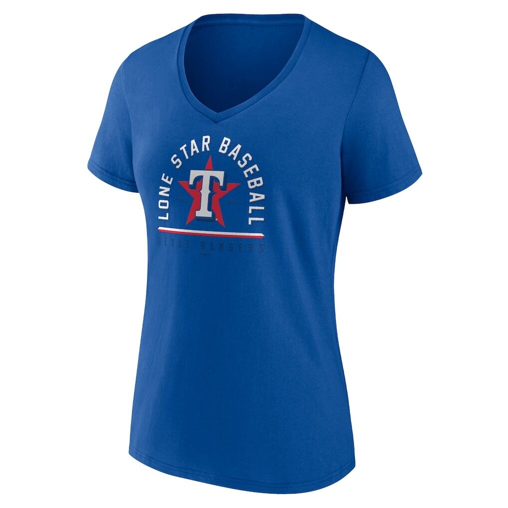 Texas Rangers Women’s Lone Star Baseball V-Neck T-Shirt – Royal