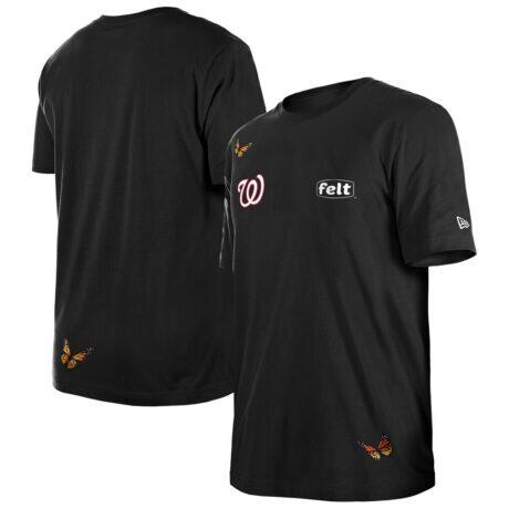 Washington Nationals New Era x Felt T-Shirt - Black - Front View