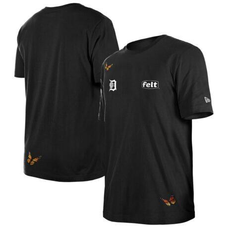 Detroit Tigers New Era x Felt T-Shirt - Black - Front View