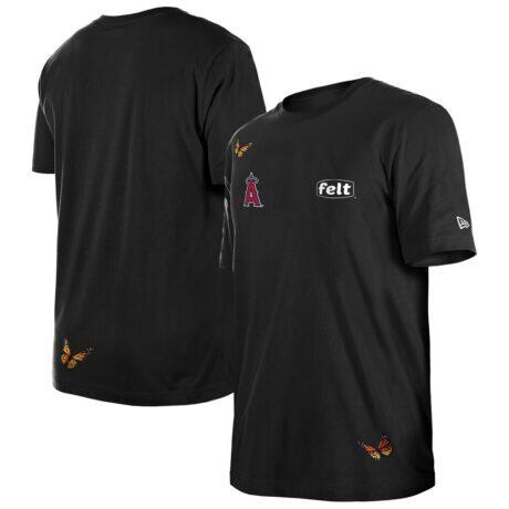 Los Angeles Angels New Era x Felt T-Shirt - Black - Front View