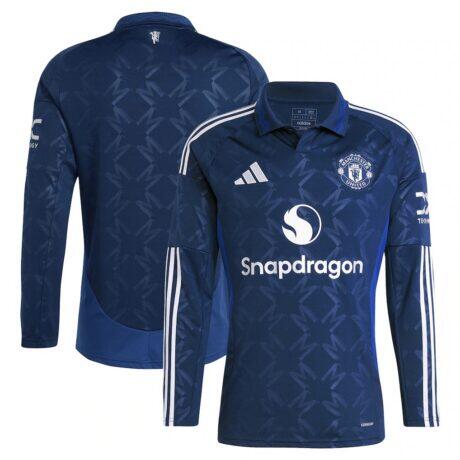 Manchester United adidas 2024/25 Away Replica Long Sleeve Jersey - Navy - Front View