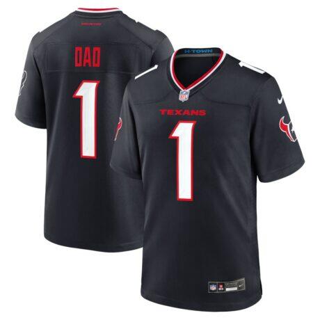 Houston Texans Nike #1 Dad Game Jersey - Navy - Front View
