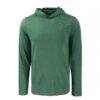 Dartmouth Big Green Cutter & Buck Coastline Epic Comfort Eco Recycled Long Sleeve Hoodie T-Shirt - Green - Side View