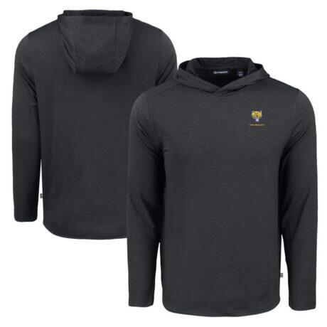 Fort Valley State Wildcats Cutter & Buck Coastline Epic Comfort Eco Recycled Long Sleeve Hoodie T-Shirt - Black - Front View