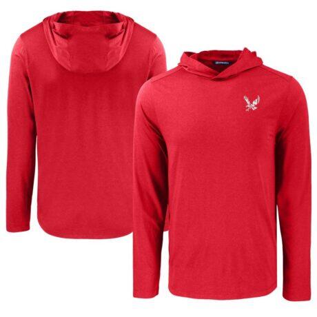 Eastern Washington Eagles Cutter & Buck Coastline Epic Comfort Eco Recycled Long Sleeve Hoodie T-Shirt - Red - Front View