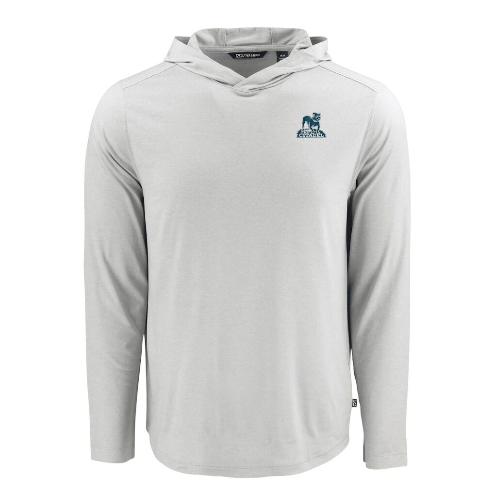 Citadel Bulldogs Cutter & Buck Coastline Epic Comfort Eco Recycled Long Sleeve Hoodie T-Shirt