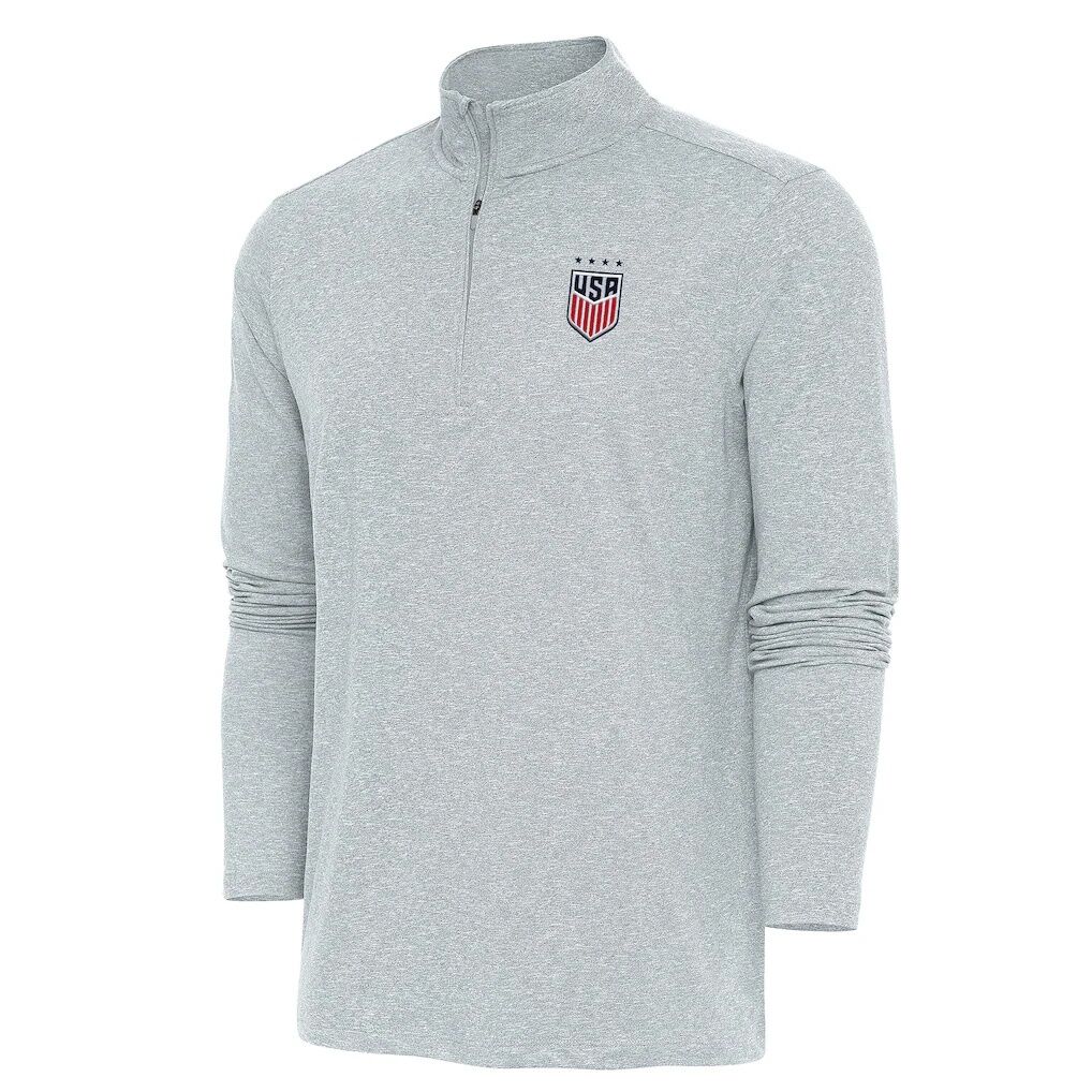USWNT Antigua Hunk Quarter-Zip Top - Heather Gray