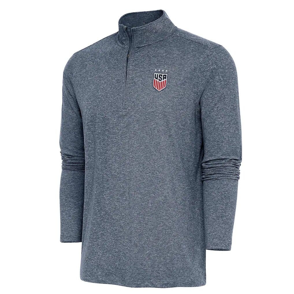 USWNT Antigua Hunk Quarter-Zip Top - Heather Navy