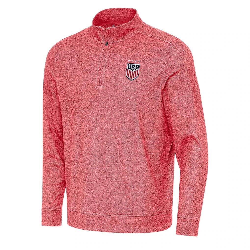USWNT Antigua Subtle Quarter-Zip Top - Heather Red