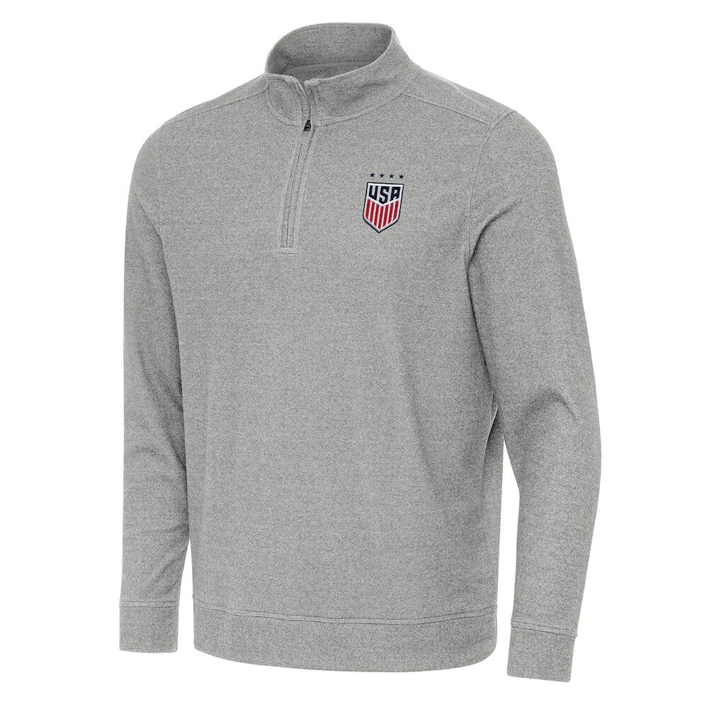 USWNT Antigua Subtle Quarter-Zip Top - Heather Gray